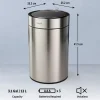 3.17 Gallon Stainless Steel Round Sensor Bin with SS Capped Lid