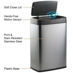 13 Gallon Stainless Steel Sensor Bin