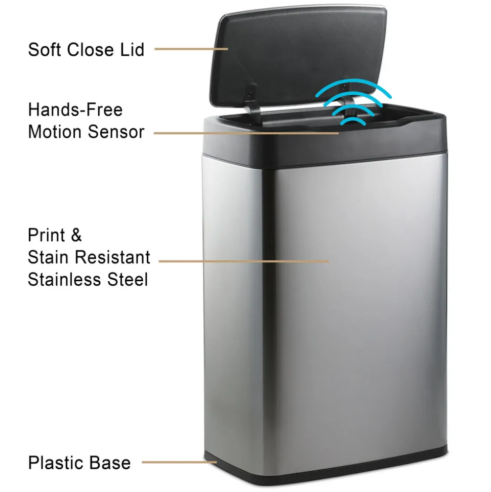 13 Gallon Stainless Steel Sensor Bin