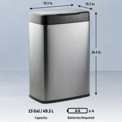 13 Gallon Stainless Steel Sensor Bin