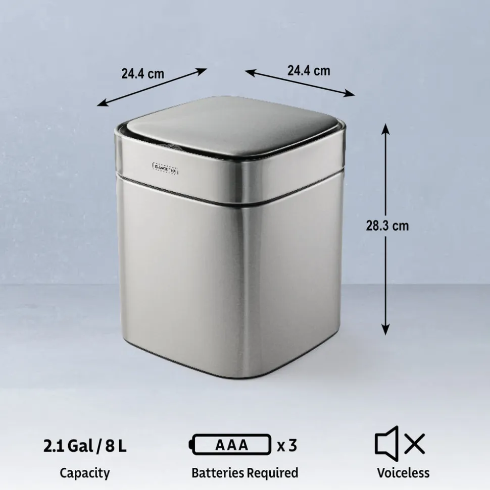 2.11 Gallon Stainless Steel Square Sensor Bin with ABS Lid