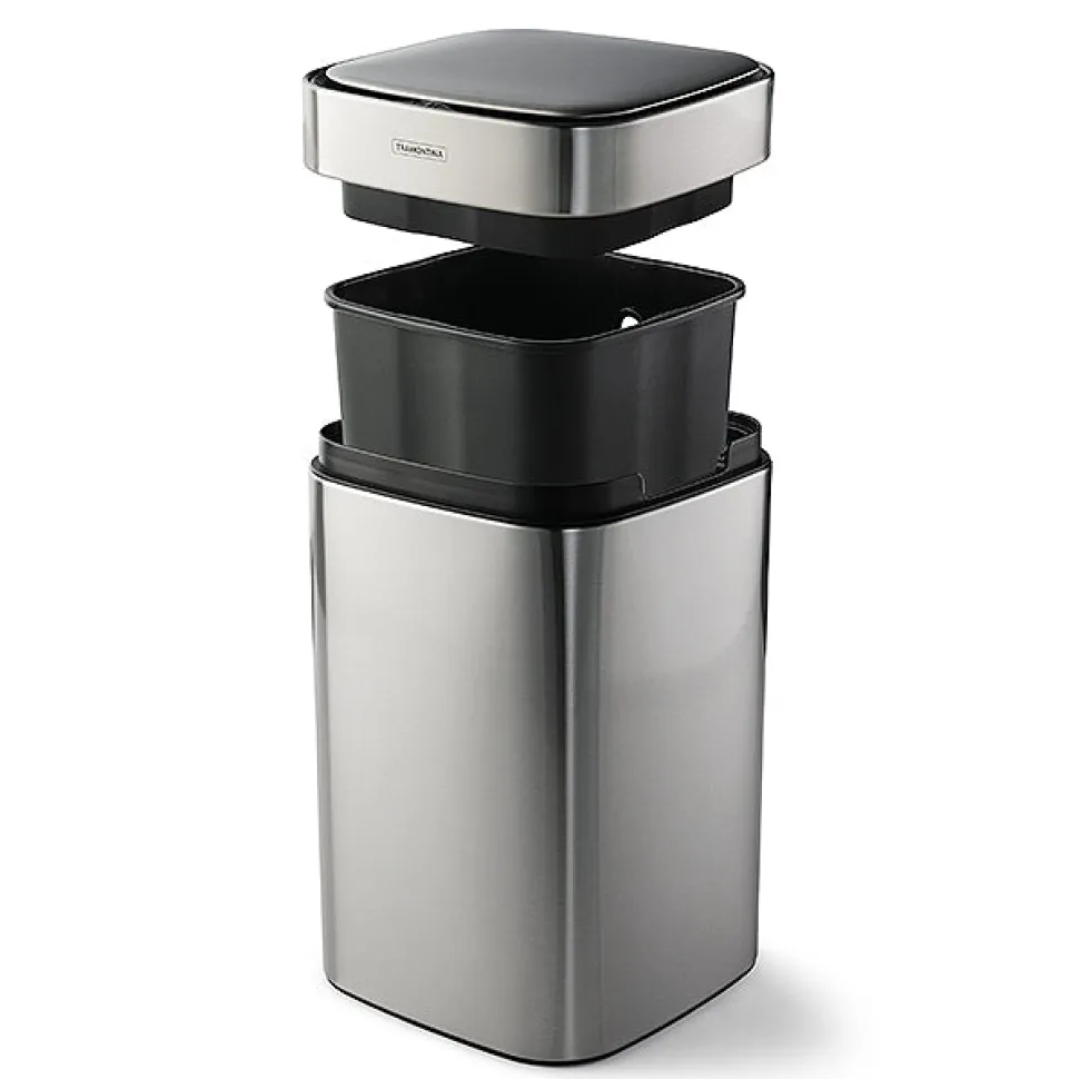 3.17 Gallon Stainless Steel Square Sensor Bin with SS Capped Lid