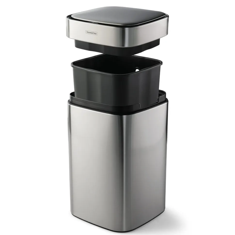 3.17 Gallon Stainless Steel Square Sensor Bin with SS Capped Lid