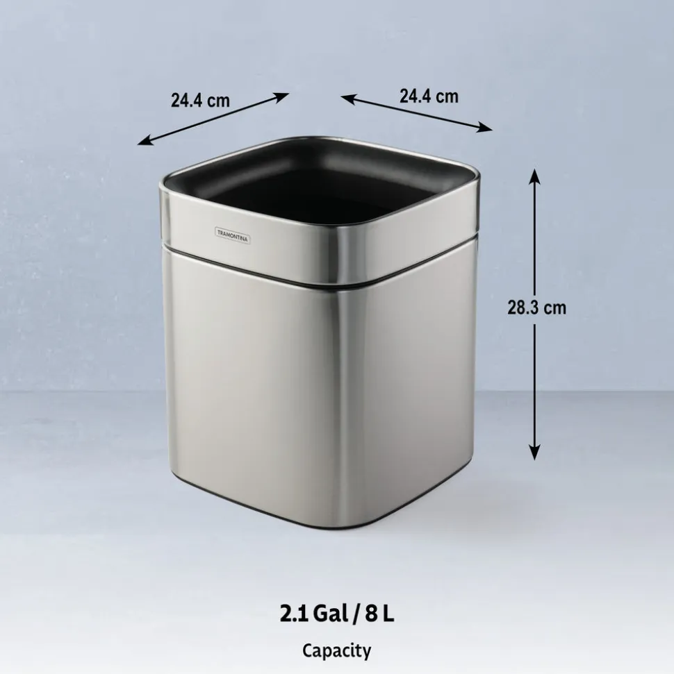 2.11 Gallon Stainless Steel Square Open Top Bin