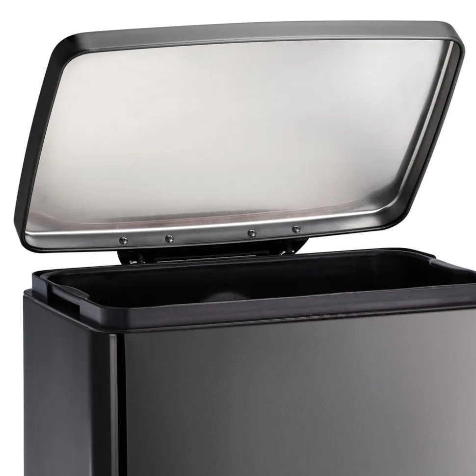 13 Gallon Stainless Steel Step Can with Soft Closing Lid - Charcoal Gray