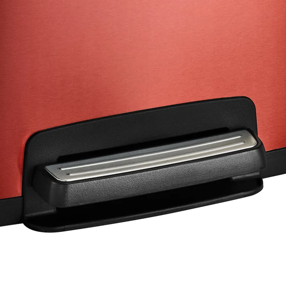 13 Gallon Stainless Steel Step Can with Soft Closing Lid - Red
