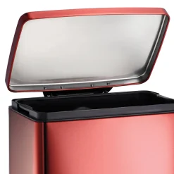 13 Gallon Stainless Steel Step Can with Soft Closing Lid - Red