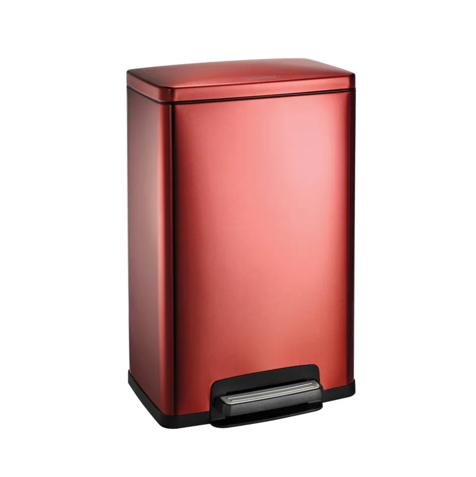 13 Gallon Stainless Steel Step Can with Soft Closing Lid - Red