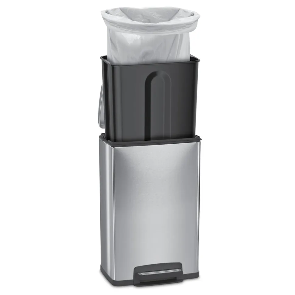 13 Gal. Step Can Rectangle Shape - Stainless Steel