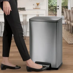 13 Gal. Step Can Rectangle Shape - Stainless Steel