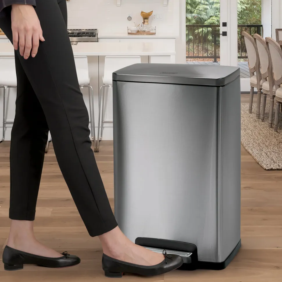 13 Gal. Step Can Rectangle Shape - Stainless Steel