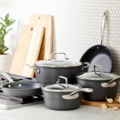 Gourmet 8 Piece Hard Anodized Aluminum Nonstick Cookware Set