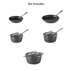 Gourmet 8 Piece Hard Anodized Aluminum Nonstick Cookware Set