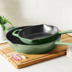 9 Inch and 12 Inch Enamel Cast Iron Skillet Set
