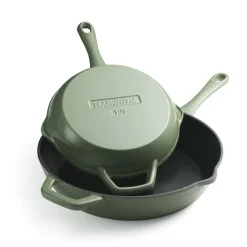 9 Inch and 12 Inch Enamel Cast Iron Skillet Set