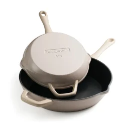 9 Inch and 12 Inch Enamel Cast Iron Skillet Set