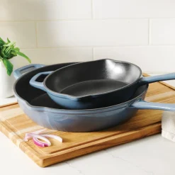 9 Inch and 12 Inch Enamel Cast Iron Skillet Set