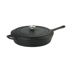 12.5 Inch Cast Iron Covered Skillet Pre-Seasoned