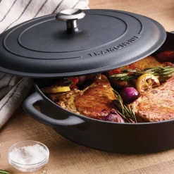 12.5 Inch Cast Iron Covered Skillet Pre-Seasoned
