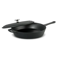 12.5 Inch Cast Iron Covered Skillet Pre-Seasoned