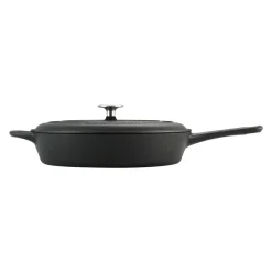 12.5 Inch Cast Iron Covered Skillet Pre-Seasoned