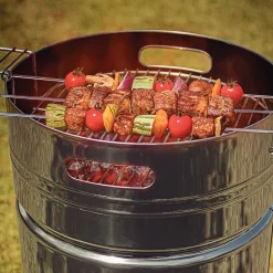 15.5 Inch Stainless Steel Round BBQ Charcoal Grill with Lid