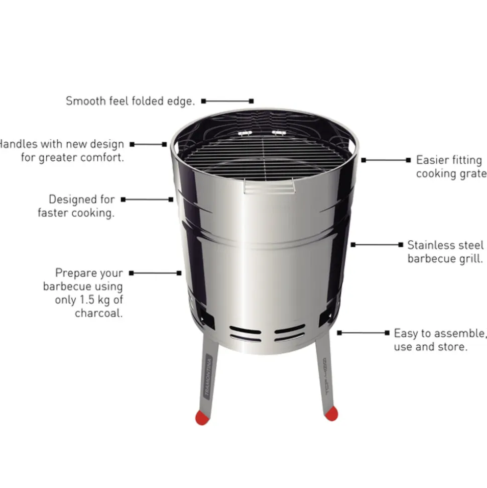 15.5 Inch Stainless Steel Round BBQ Charcoal Grill with Lid