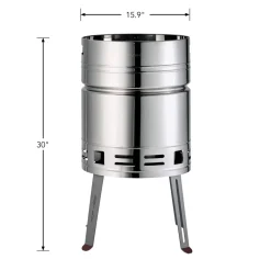15.5 Inch Stainless Steel Round BBQ Charcoal Grill with Lid