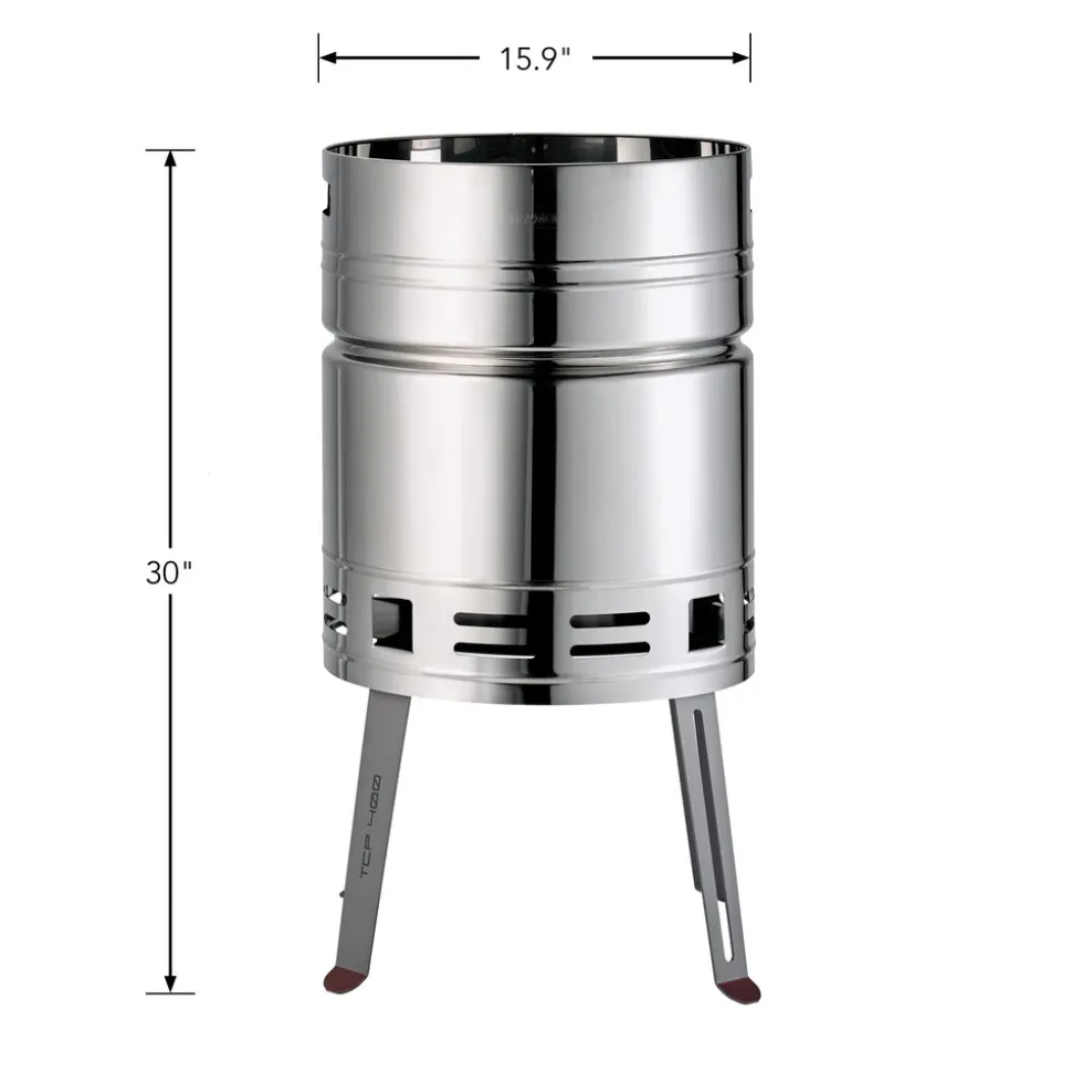 15.5 Inch Stainless Steel Round BBQ Charcoal Grill with Lid