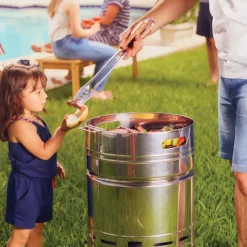 15.5 Inch Stainless Steel Round BBQ Charcoal Grill with Lid