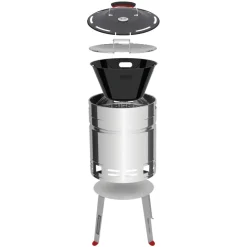 15.5 Inch Stainless Steel Round BBQ Charcoal Grill with Lid