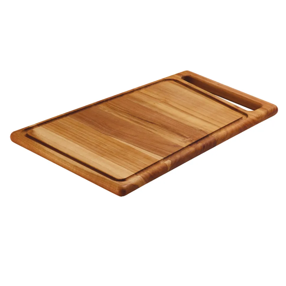 15.75 Inch x 10.5 Inch Teak Wood Rectangle Cutting Board with Groove