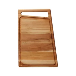 15.75 Inch x 10.5 Inch Teak Wood Rectangle Cutting Board with Groove