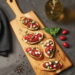 19 Inch x 7.5 Inch Teak Wood Rectangle Serving Board with Handle