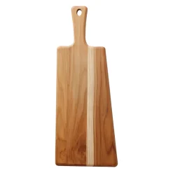 19 Inch x 7.5 Inch Teak Wood Rectangle Serving Board with Handle