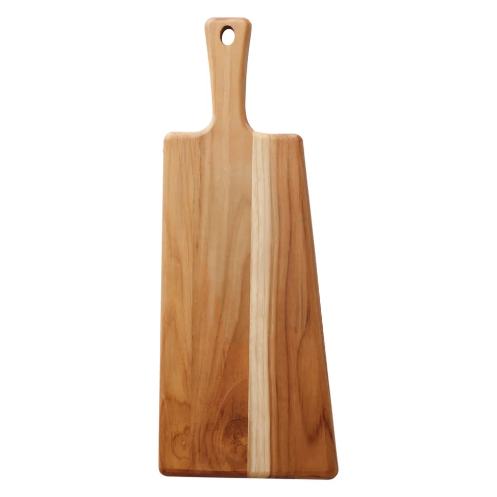 19 Inch x 7.5 Inch Teak Wood Rectangle Serving Board with Handle