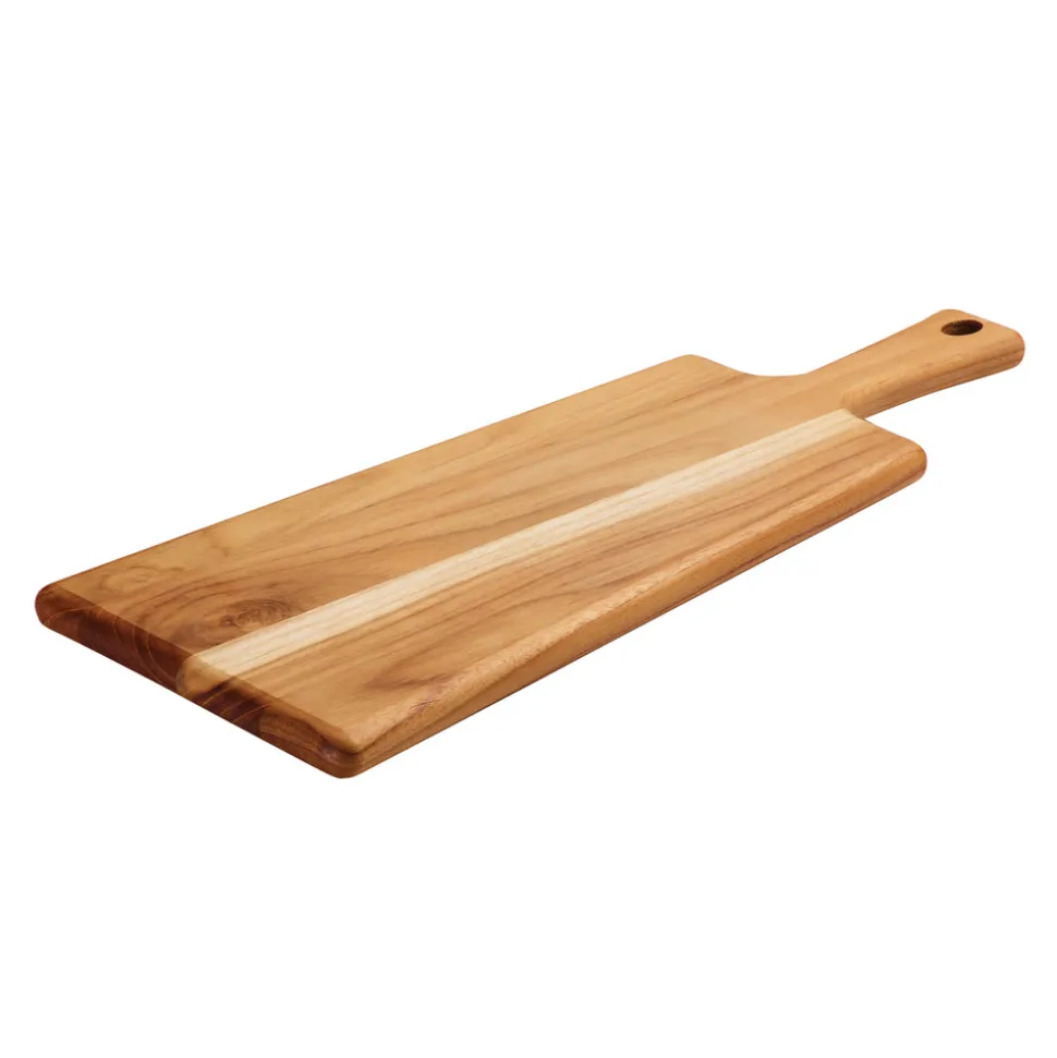 19 Inch x 7.5 Inch Teak Wood Rectangle Serving Board with Handle