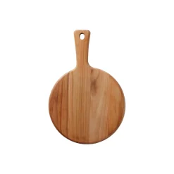 13.25 Inch x 9 Inch Teak Wood Round Cutting Board with Handle