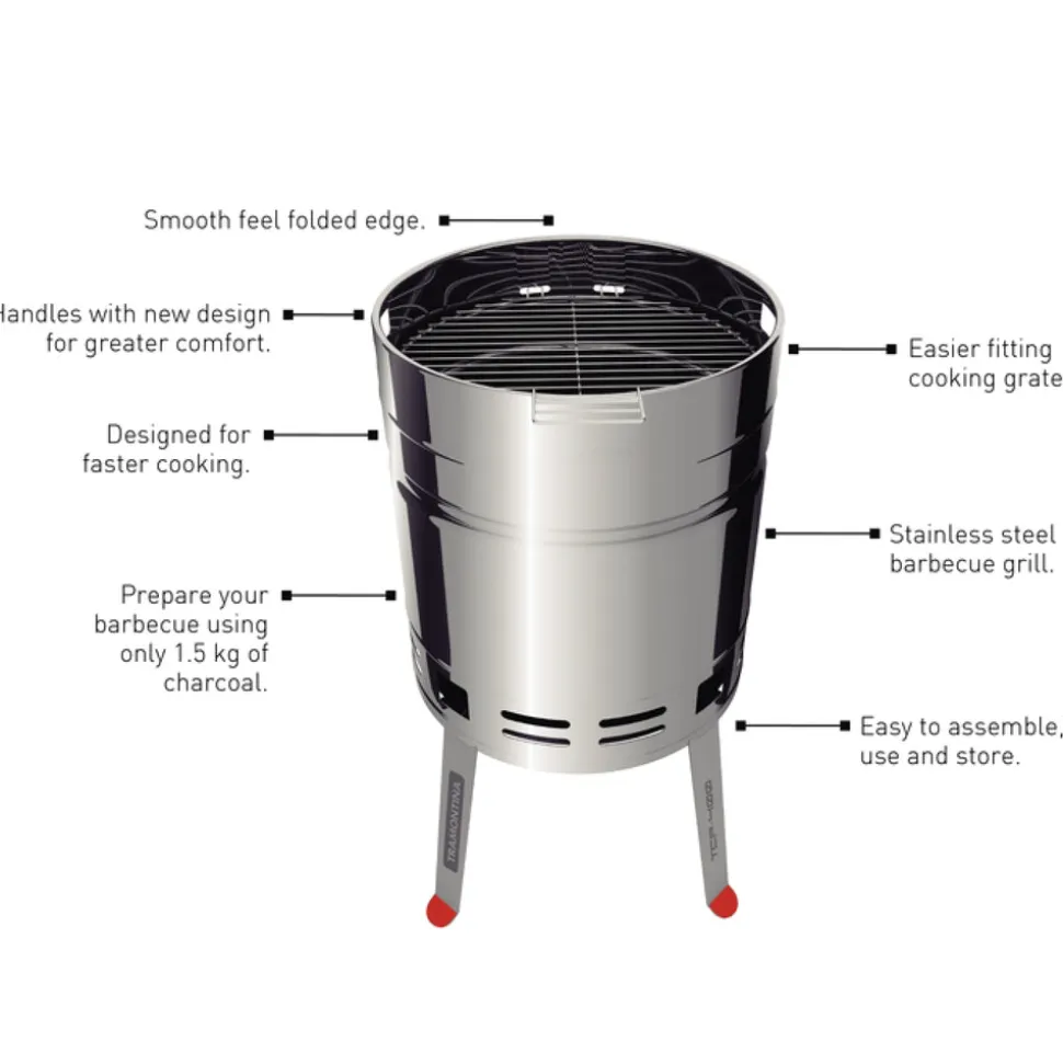 15.5 in Stainless Steel Round BBQ Charcoal Grill with Stand