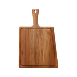 15.75 in x 10.5 in Teak Wood Rectangle Cutting Board with Handle & Groove