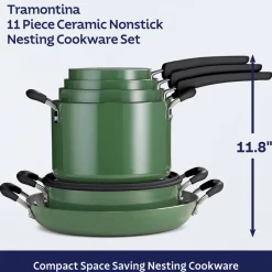 Nesting 11 Piece Ceramic Nonstick Cookware Set