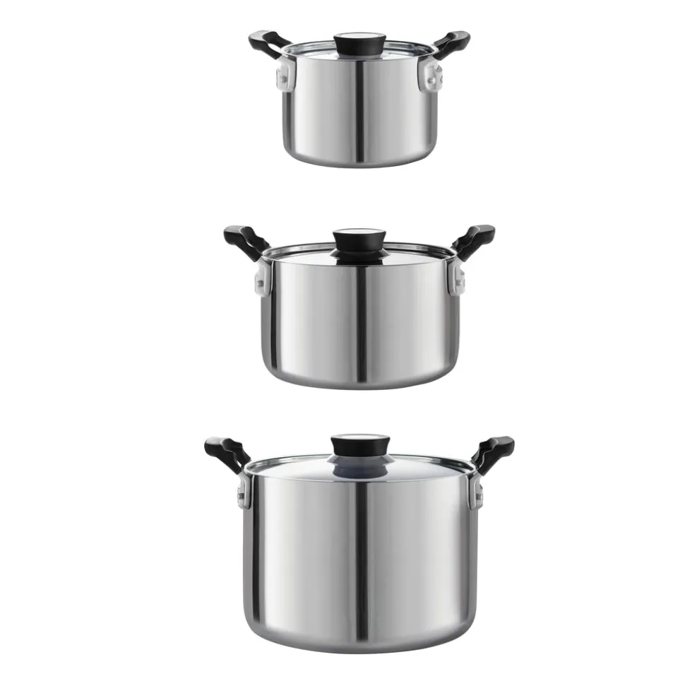 Nesting 6 Piece Stainless Steel Tri-Ply Clad Sauce and Stock Pot Set