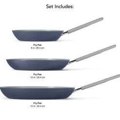 3-Pack Ceramic Fry Pan Set – Bering Sea Blue