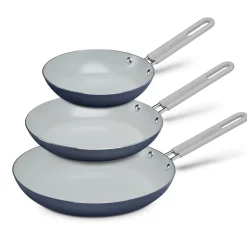 3-Pack Ceramic Fry Pan Set – Bering Sea Blue