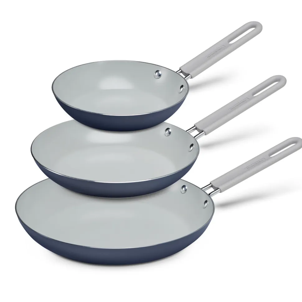 3-Pack Ceramic Fry Pan Set – Bering Sea Blue