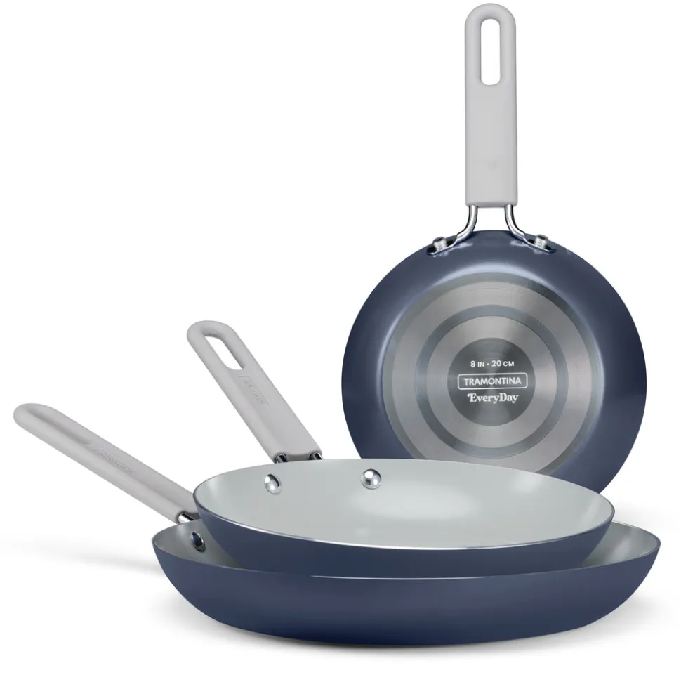 3-Pack Ceramic Fry Pan Set – Bering Sea Blue