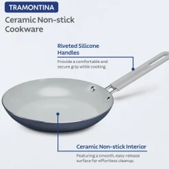 3-Pack Ceramic Fry Pan Set – Bering Sea Blue