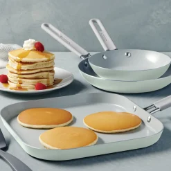 3-Piece Ceramic Fry Pan & Griddle Set – Mint