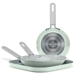 3-Piece Ceramic Fry Pan & Griddle Set – Mint