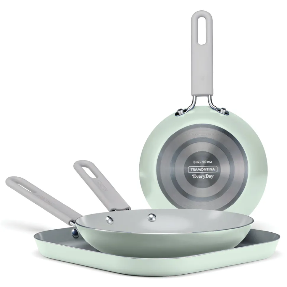 3-Piece Ceramic Fry Pan & Griddle Set – Mint